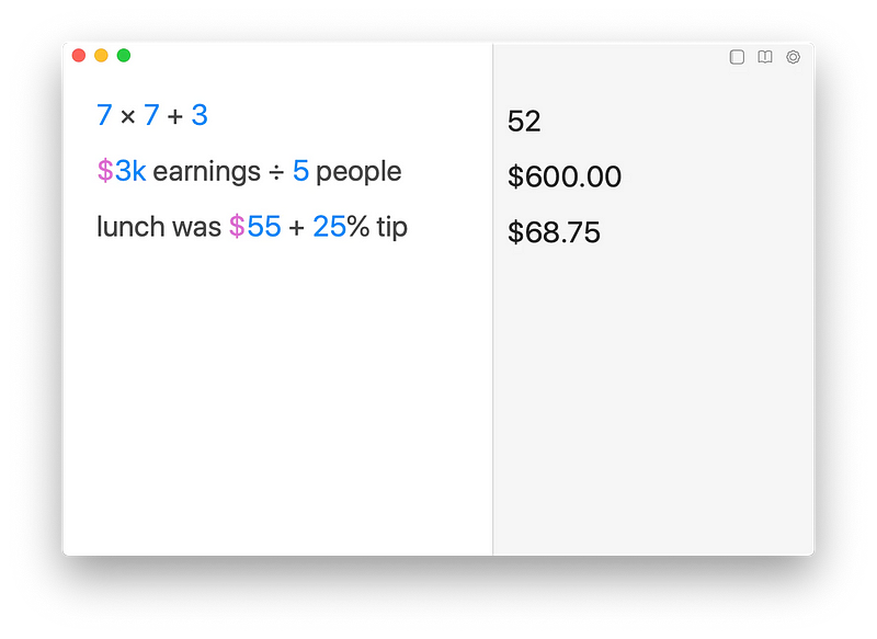 Soulver Calculation Interface