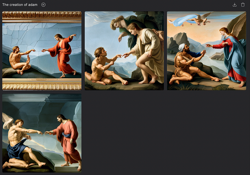 Original vs AI version of The Creation of Adam