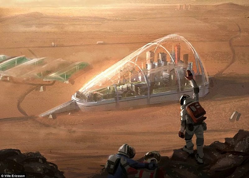 Artistic representation of a Mars colony