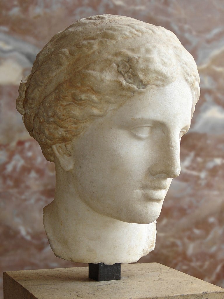 Marble head of a deity found in Rome