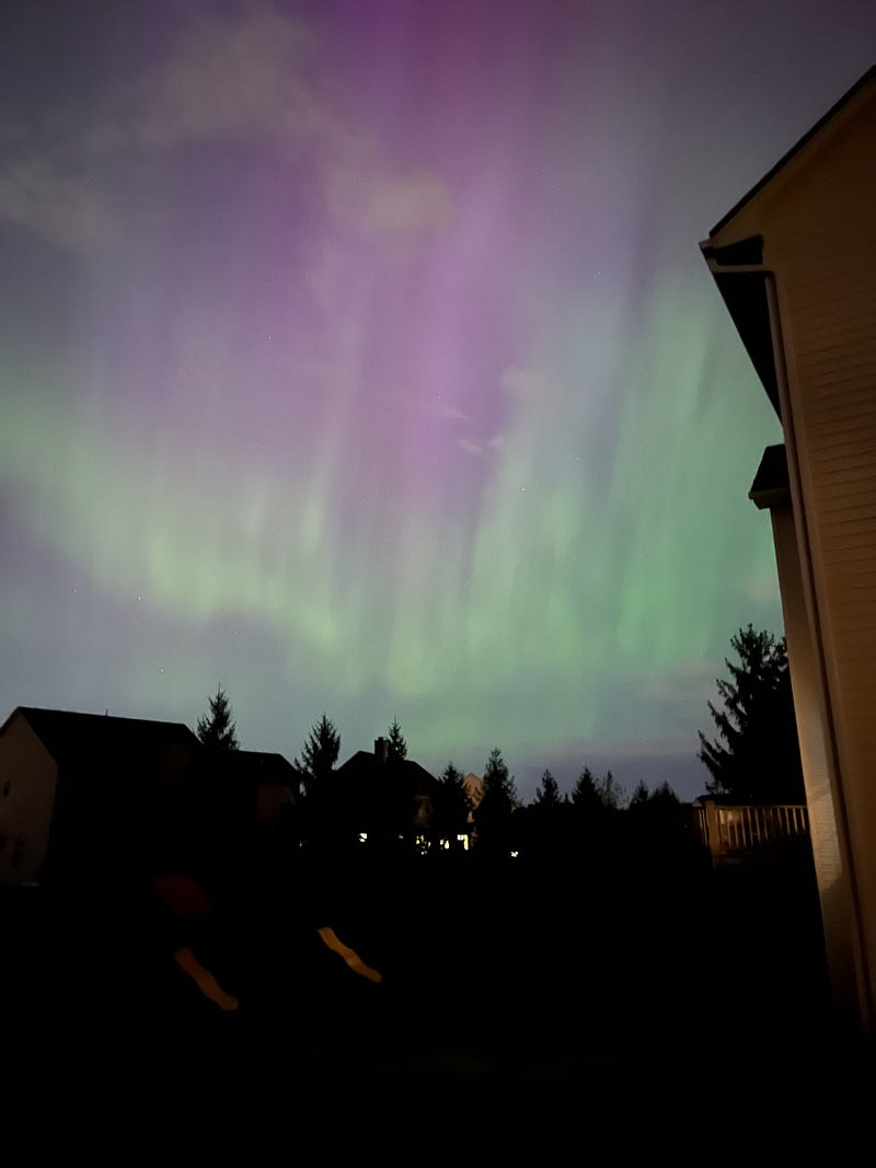 View of the Northern Lights from the backyard