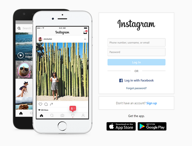 Instagram sign-in page displayed in Selenium browser