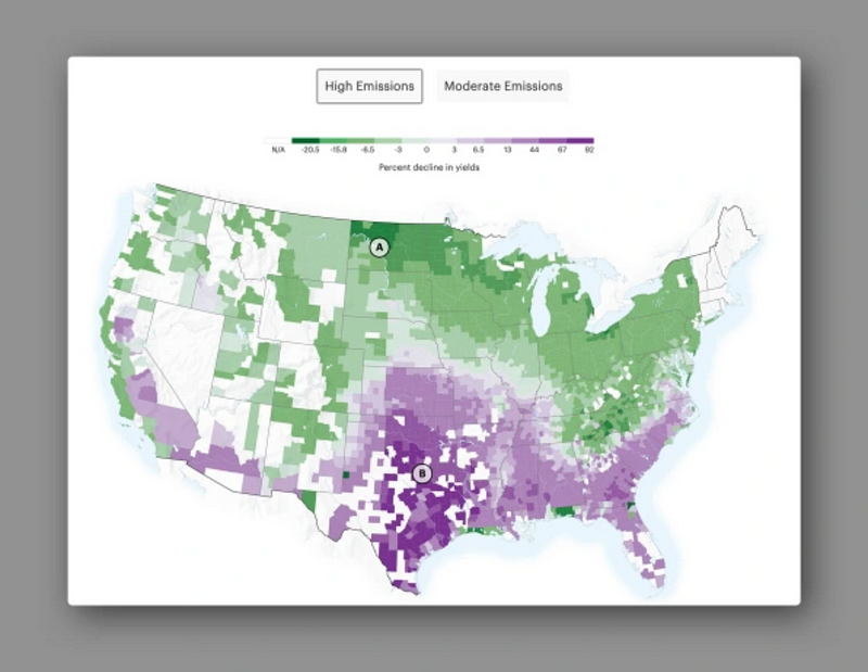 Economic impacts of climate change map