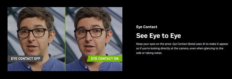 NVIDIA Broadcast Eye Contact Feature