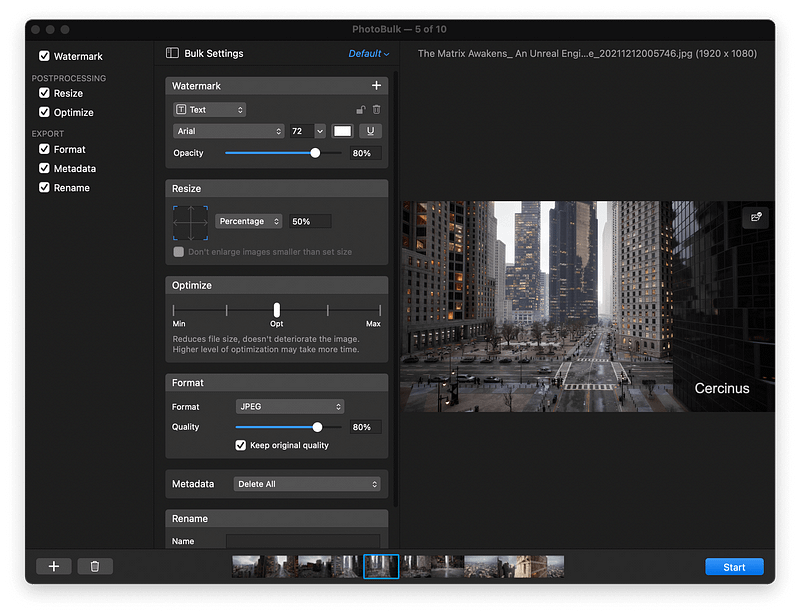 PhotoBulk app interface on Mac