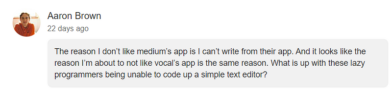 User feedback on Vocal Media