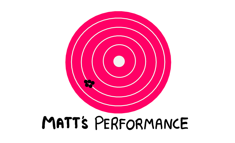 Matt's bullseye target showing arrow hits