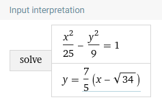 Outputs generated from Wolfram Alpha