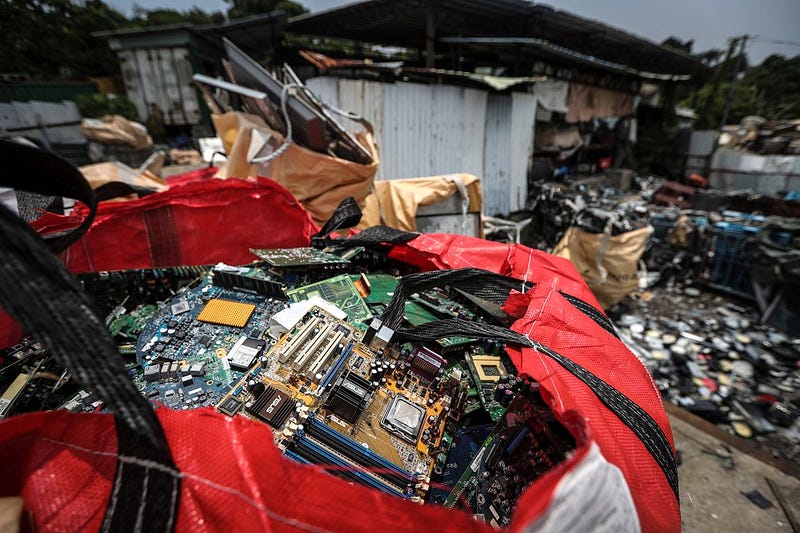 E-waste in a landfill