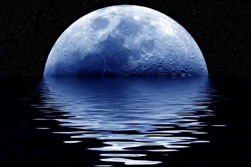 Gravitational pull of the Moon on Earth's water bodies