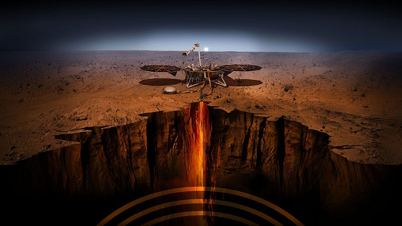 Mars InSight rover capturing seismic data on Mars