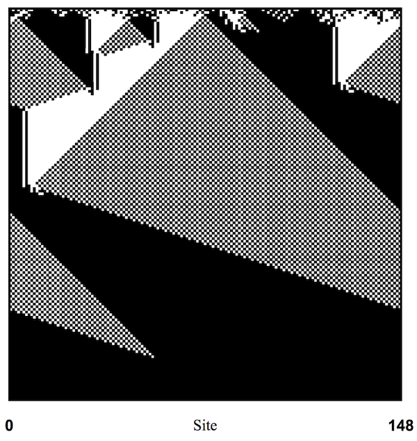 Cellular automaton solving majority class problem