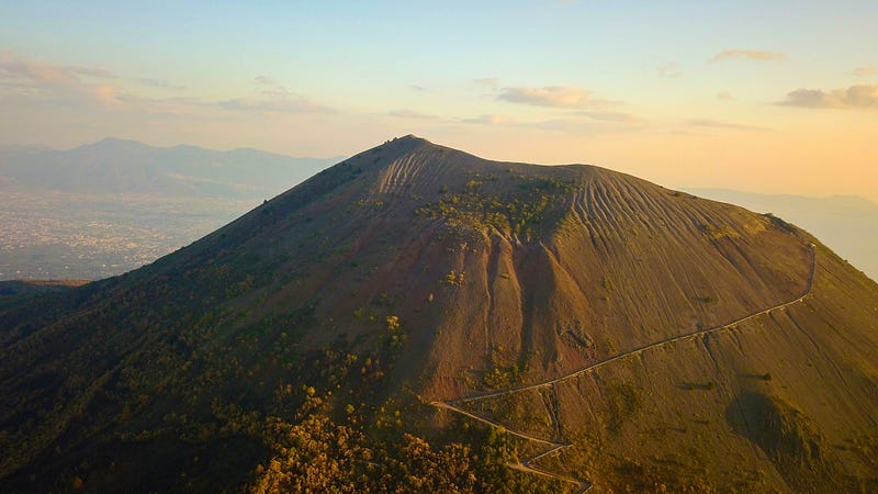 Mount Vesuvius, the infamous volcano near Naples, Italy