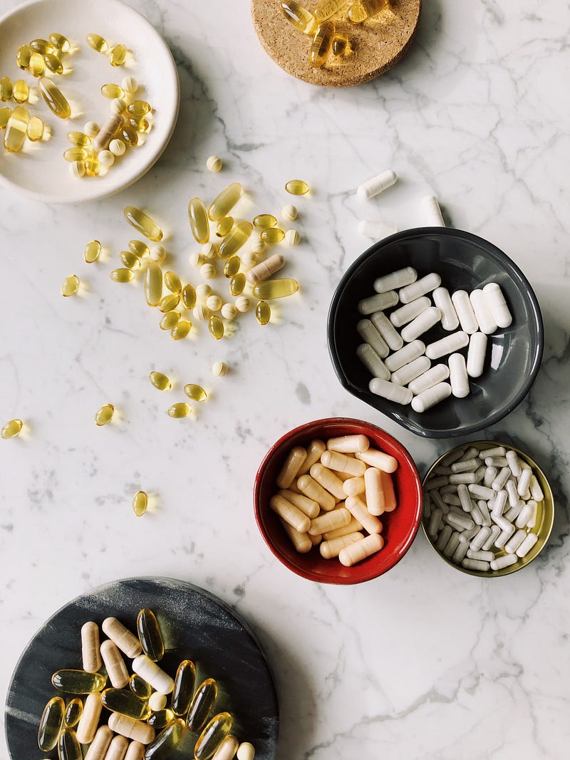 Supplements on a shelf